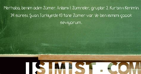 zümer isminin anlamı